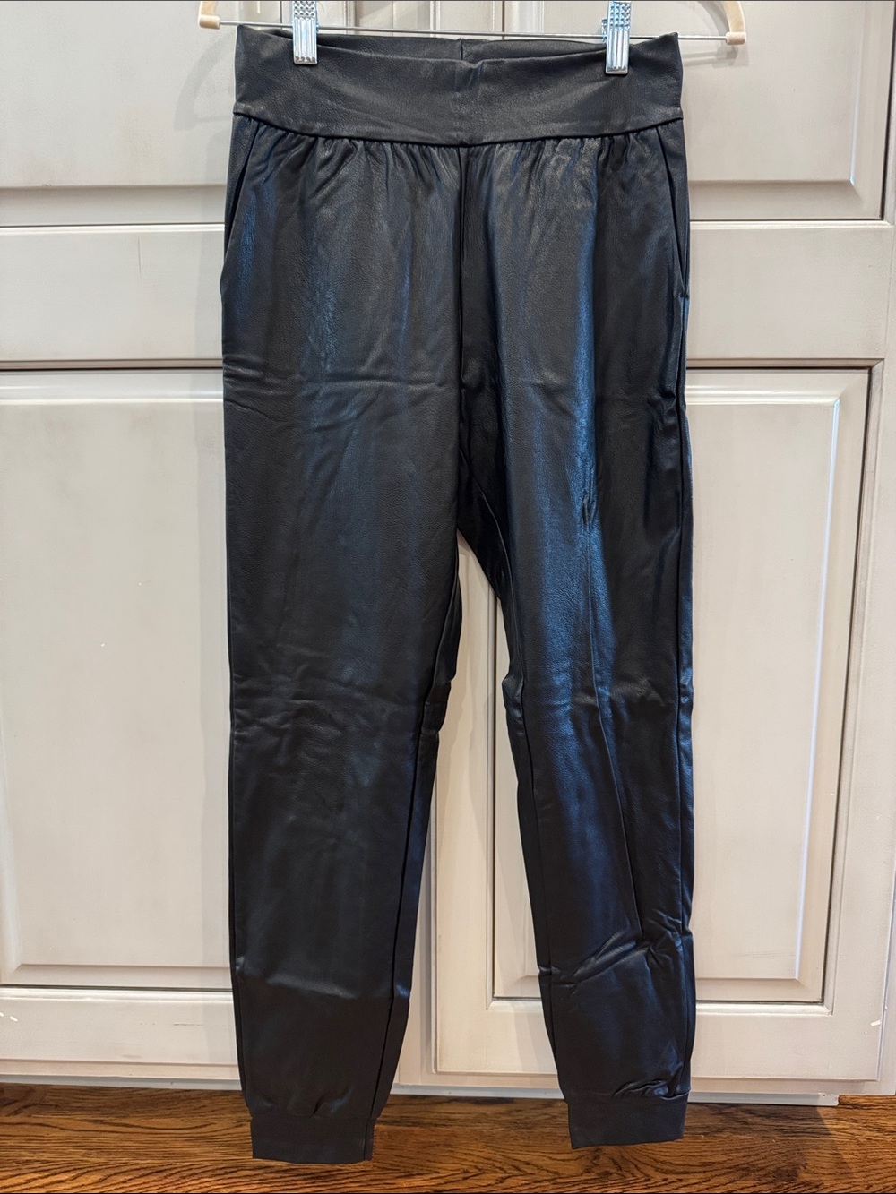 Commando Black Faux Leather Jogger Pants